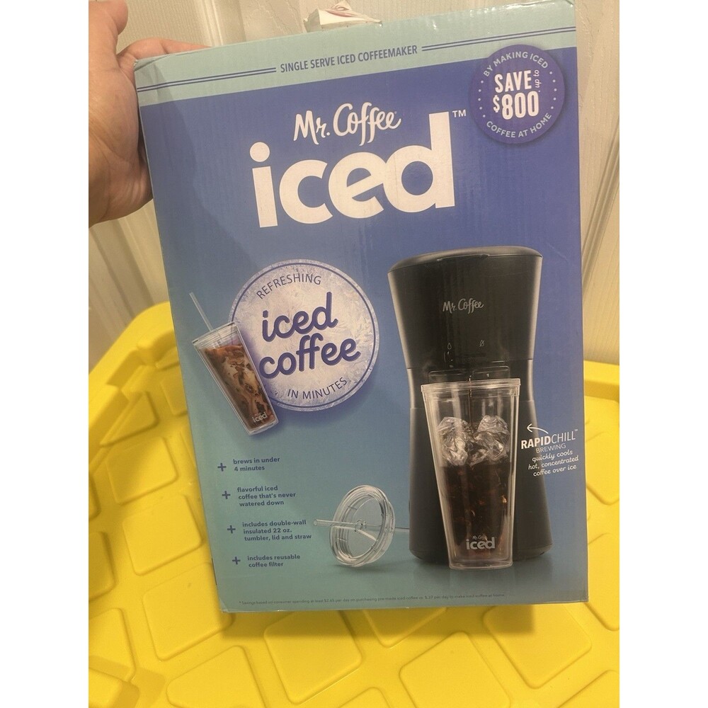 Mr. Coffee Single Serve Iced Coffeemaker with Reusable 22 Oz. Tumbler NEW SEALED